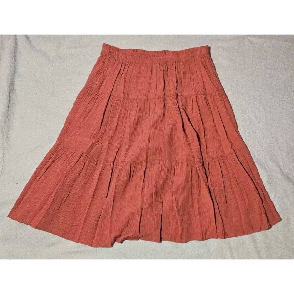 Sag Harbor Women's Small Midi A-Line Skirt Burnt Orange Peasant Cottagecore Boho